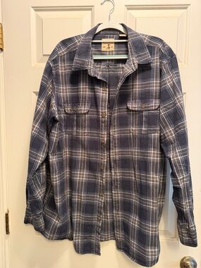 RedHead Men's Navy and White Plaid Button-Down Shirt